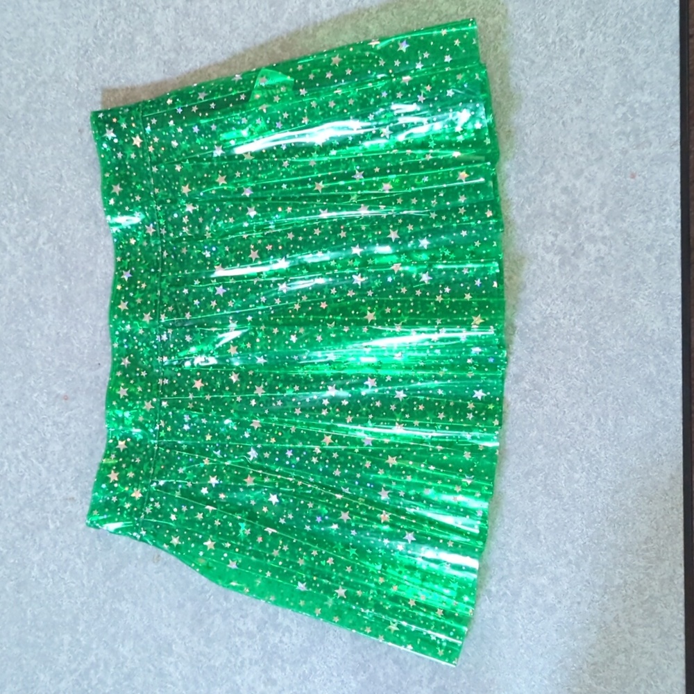 Star Glitter Pleated Vinyl Mini Skirt